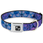 Dog Bone Seatbelt Buckle Collar - Vivid Floral Collage3 Blues/Purples