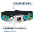 Load image into Gallery viewer, Dog Bone Seatbelt Buckle Collar - Vivid Pineapples Scattered Blue