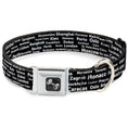 Load image into Gallery viewer, Dog Bone Seatbelt Buckle Collar - Verbiage Destination Cities Black/White
