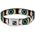 Dog Bone Seatbelt Buckle Collar - Vivid Blue Eyeball Black