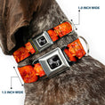Load image into Gallery viewer, Dog Bone Black/Silver Seatbelt Buckle Collar - Vivid Hot Wings Stacked