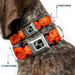 Dog Bone Black/Silver Seatbelt Buckle Collar - Vivid Hot Wings Stacked