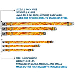 Dog Bone Black/Silver Seatbelt Buckle Collar - Vivid French Fries Stacked