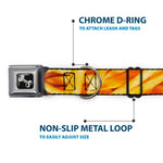 Dog Bone Black/Silver Seatbelt Buckle Collar - Vivid French Fries Stacked