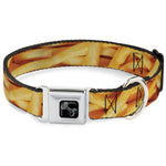Dog Bone Black/Silver Seatbelt Buckle Collar - Vivid French Fries Stacked