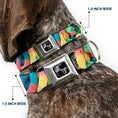 Load image into Gallery viewer, Dog Bone Black/Silver Seatbelt Buckle Collar - Vivid Sour Worms Stacked
