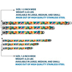 Dog Bone Black/Silver Seatbelt Buckle Collar - Vivid Sour Worms Stacked