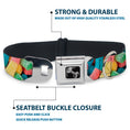 Load image into Gallery viewer, Dog Bone Black/Silver Seatbelt Buckle Collar - Vivid Sour Worms Stacked