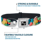 Dog Bone Black/Silver Seatbelt Buckle Collar - Vivid Sour Worms Stacked