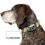 Dog Bone Black/Silver Seatbelt Buckle Collar - Vivid Sour Worms Stacked