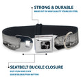 Load image into Gallery viewer, Dog Bone Seatbelt Buckle Collar - Vivid SANTA MONICA Pier Skyline Grays/White