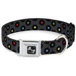 Dog Bone Seatbelt Buckle Collar - Vinyl Records Gray/Black/Mutli Color