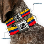 Dog Bone Black/Silver Seatbelt Buckle Collar - Venezuela Flag Continious Repeat