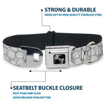 Dog Bone Black/Silver Seatbelt Buckle Collar - Volleyballs Stacked