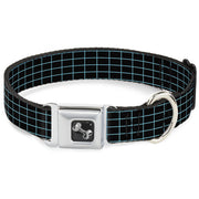 Dog Bone Seatbelt Buckle Collar - Wire Grid Black/Blue