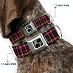 Dog Bone Seatbelt Buckle Collar - Wire Grid Black/Orange/Purple