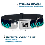 Dog Bone Seatbelt Buckle Collar - Waves Navy/Blue Shades