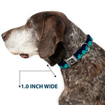 Dog Bone Seatbelt Buckle Collar - Waves Navy/Blue Shades