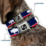 Dog Bone Seatbelt Buckle Collar - Wyoming Flags/WYOMING Typography