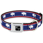 Dog Bone Seatbelt Buckle Collar - Wyoming Flags Bison Silhouette