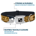 Dog Bone Seatbelt Buckle Collar - WANTED-DEAD OR ALIVE/Star Tans