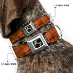 Dog Bone Seatbelt Buckle Collar - Wood Grain3 Horizontal Brown