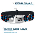 Load image into Gallery viewer, Dog Bone Black/Silver Seatbelt Buckle Collar - Whales Navy/Green/Blue/Red