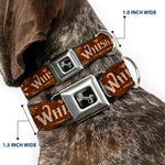Dog Bone Black/Silver Seatbelt Buckle Collar - Western WHISKEY Heart Repeat Browns/Tan