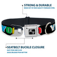 Load image into Gallery viewer, Dog Bone Seatbelt Buckle Collar - YOLO Black/Multi Color