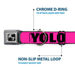 Dog Bone Seatbelt Buckle Collar - YOLO Pink/Black