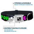 Load image into Gallery viewer, Dog Bone Seatbelt Buckle Collar - YOUR BOYFRIEND LOVES ME w/Kiss Black/Neon