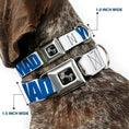 Load image into Gallery viewer, Dog Bone Seatbelt Buckle Collar - YOU MAD BRO White/Royal
