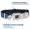 Load image into Gallery viewer, Dog Bone Seatbelt Buckle Collar - YOU MAD BRO White/Royal