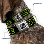 Dog Bone Seatbelt Buckle Collar - YOU ONLY LIVE ONCE Black/Neon Green