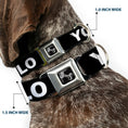 Load image into Gallery viewer, Dog Bone Seatbelt Buckle Collar - YOLO Black/White