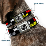 Dog Bone Seatbelt Buckle Collar - YOLO2 Black/Red/White/Gray/Yellow