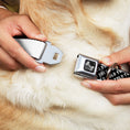 Load image into Gallery viewer, Dog Bone Seatbelt Buckle Collar - YOLO Diagonal Black/Gray/White