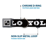 Dog Bone Seatbelt Buckle Collar - YOLO Bold Black/White