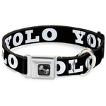 Dog Bone Seatbelt Buckle Collar - YOLO Bold Black/White
