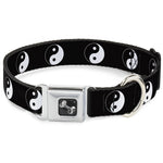 Dog Bone Seatbelt Buckle Collar - Yin Yang Symbol Black/White