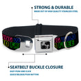 Load image into Gallery viewer, Dog Bone Seatbelt Buckle Collar - YOUNG WILD AND FREE Outline Black/Multi Neon