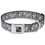 Dog Bone Seatbelt Buckle Collar - Zebra 2 White