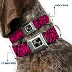 Dog Bone Seatbelt Buckle Collar - Zebra 2 Fuchsia Pink