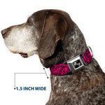 Dog Bone Seatbelt Buckle Collar - Zebra 2 Fuchsia Pink