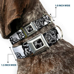 Dog Bone Seatbelt Buckle Collar - Zombies White/Black