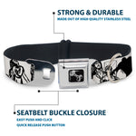 Dog Bone Seatbelt Buckle Collar - Zombies White/Black