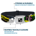 Dog Bone Seatbelt Buckle Collar - Zombies Biohazard Black/Yellow/Green