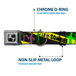 Dog Bone Seatbelt Buckle Collar - Zombies Biohazard Black/Yellow/Green