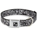 Dog Bone Seatbelt Buckle Collar - Zombie Skulls Sketch