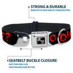Dog Bone Seatbelt Buckle Collar - Zombies Y U NO DIE Black/White/Red
